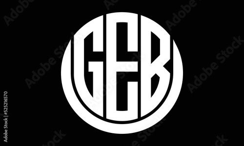 GEB shield in circle logo design vector template. letter mark, wordmark, monogram symbol on white background.