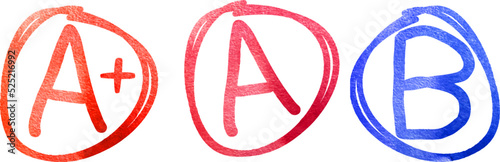 Watercolor grades with circles, A mark school education