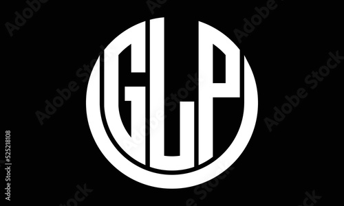 GLP shield in circle logo design vector template. letter mark, wordmark, monogram symbol on white background.