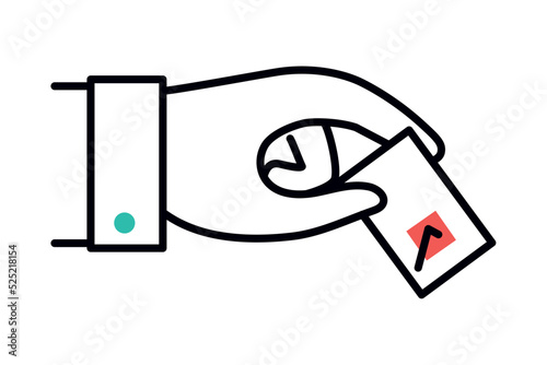 hand with voting ballot