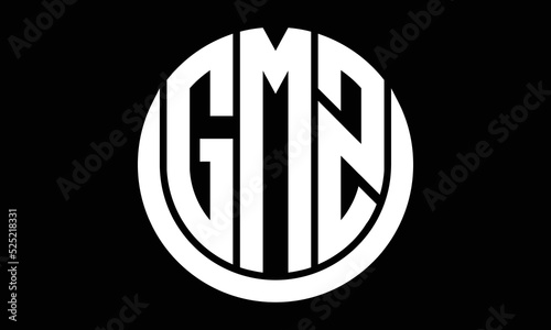 GMZ shield in circle logo design vector template. letter mark, wordmark, monogram symbol on white background. photo