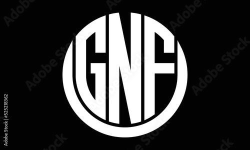 GNF shield in circle logo design vector template. letter mark, wordmark, monogram symbol on white background. photo