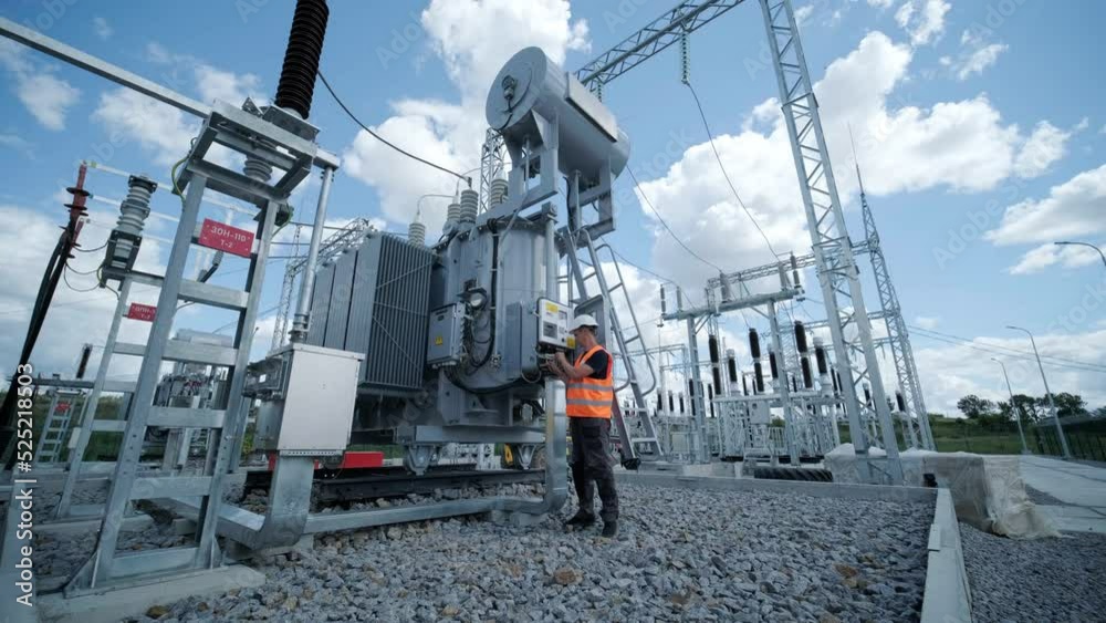 Electrical engineers inspect the electrical systems at the equipment control cabinet