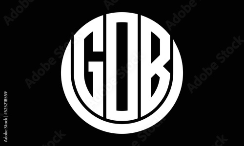 GOB shield in circle logo design vector template. letter mark, wordmark, monogram symbol on white background.