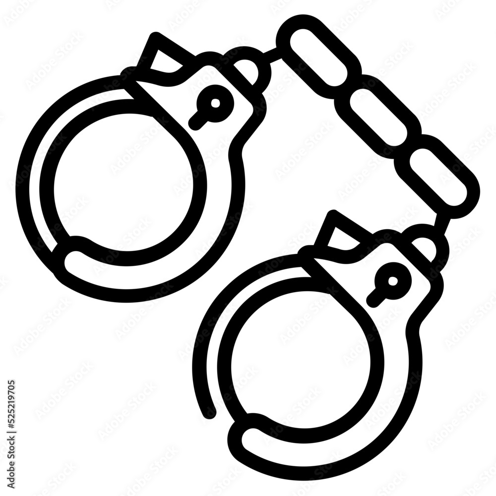Modern line icon of handcuffs Modern line icon of handcuffs