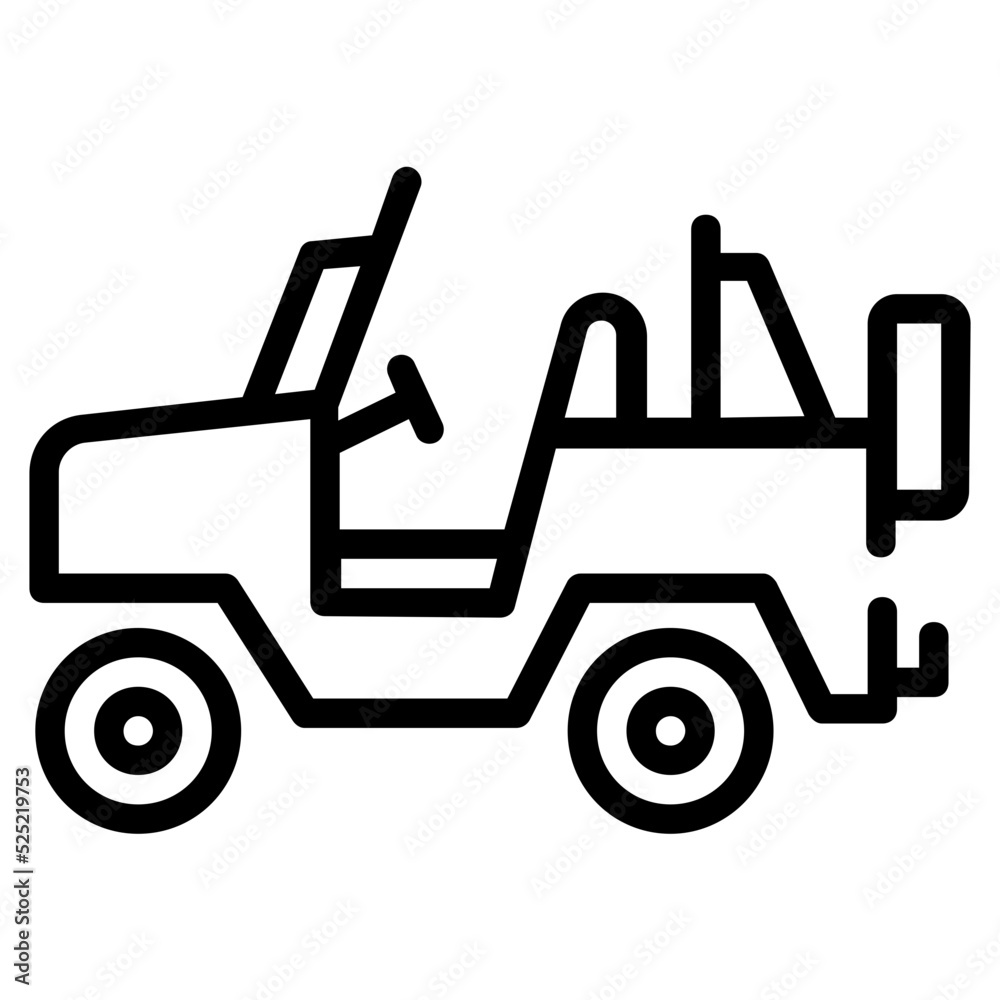 Modern line icon of a jeep Modern line icon of a jeep