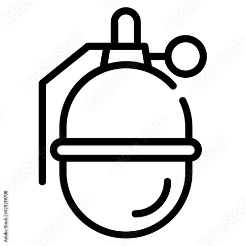 Hand grenade for bombing in wars, line icon