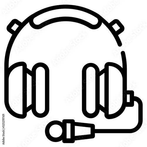 Trendy headset of a pilot, line icon
