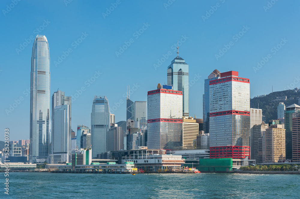 Skyline and Victoria Harbor in Hong Kong city