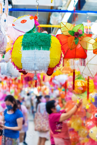 Photography Traditional Chinese lantern selling  in market for Mid-Autumn festival celebrati