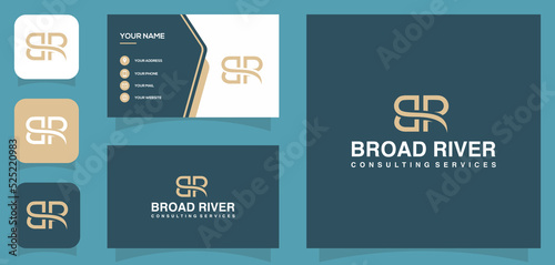 vector graphic of letter B and R or P logo design with business card template
