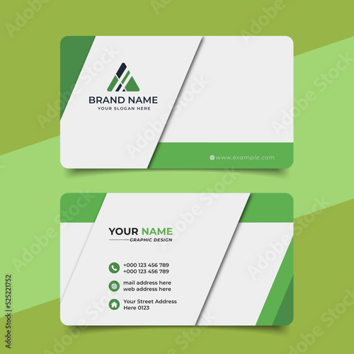 Green modern creative business card and name card horizontal simple clean template vector design