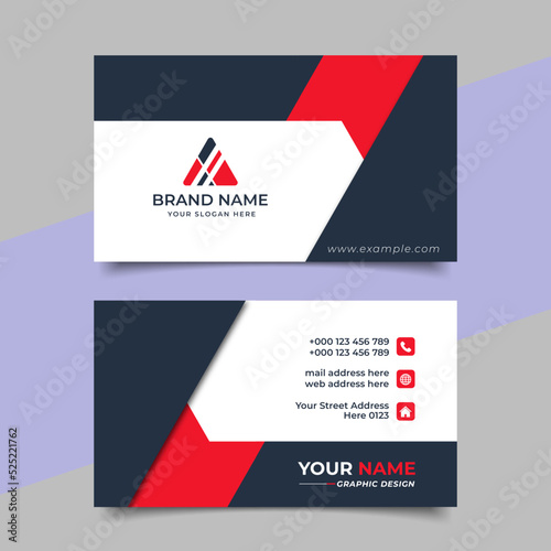 Red modern creative business card and name card horizontal simple clean template vector design