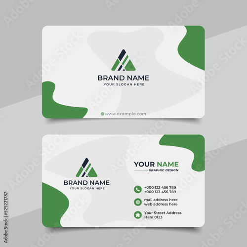 Green modern creative business card and name card horizontal simple clean template vector design