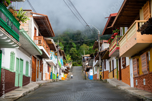strert view of jerico colonial town, colombia