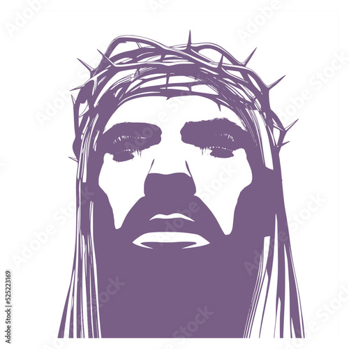 Portrait of Jesus Christ with crown of thorns. Biblical faith, gospel, salvation concept.