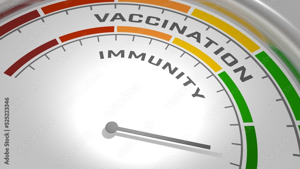 Abstract measuring device. Influence of vaccination on immunity. Scales of cause and effect. 3D render Abstract measuring device. Influence of vaccination on immunity. Scales of cause and effect. 3D render