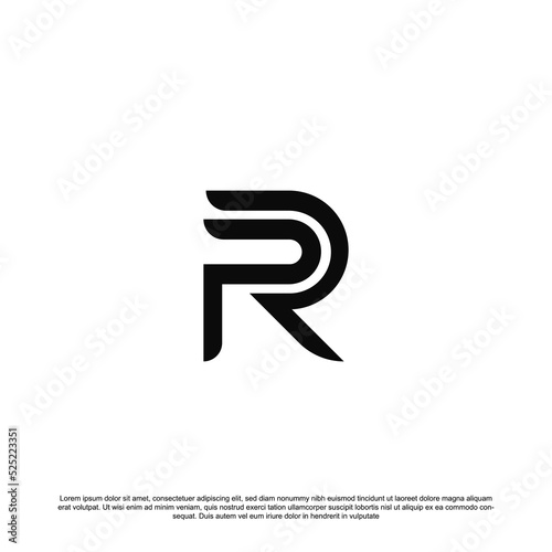 Simple minimal letter PR or RP logo design