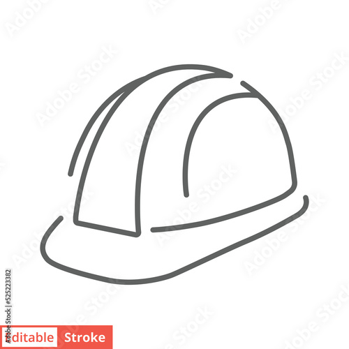 Construction safety helmet icon. Simple outline style. Hard hat, worker cap, protect and safe concept. Thin line vector illustration design isolated on white background. Editable stroke EPS 10.