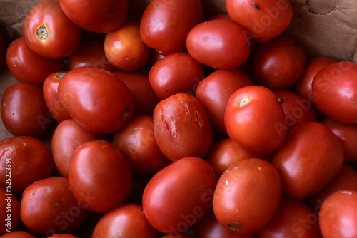 tomatoes on the market. red tomatoes traded in traditional markets. 