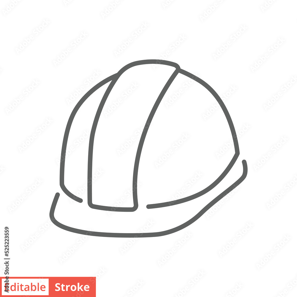 Construction safety helmet icon. Simple outline style. Hard hat, worker cap, protect and safe concept. Thin line vector illustration design isolated on white background. Editable stroke EPS 10. Construction safety helmet icon. Simple outline style. Hard hat, worker cap, protect and safe concept. Thin line vector illustration design isolated on white background. Editable stroke EPS 10.
