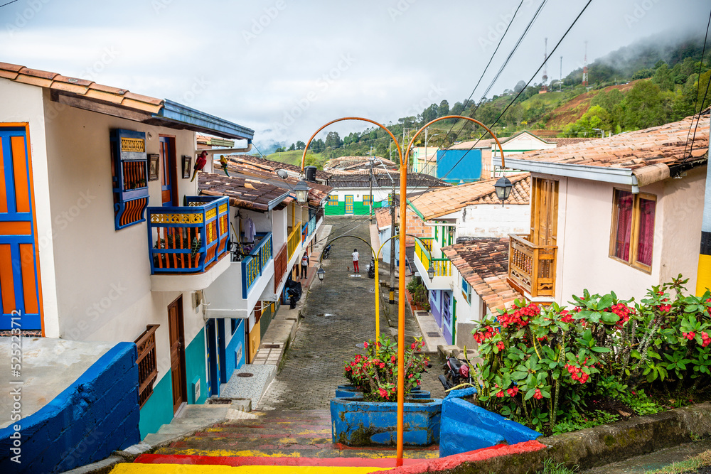 street view of jerico colonial town, colombia