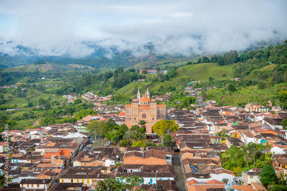 panoramic view of jerico colonial town, colombia