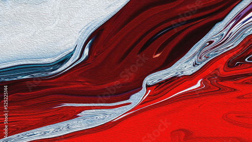 Abstract background wallpaper with red and white color liquid motifs and detailed texture canvas