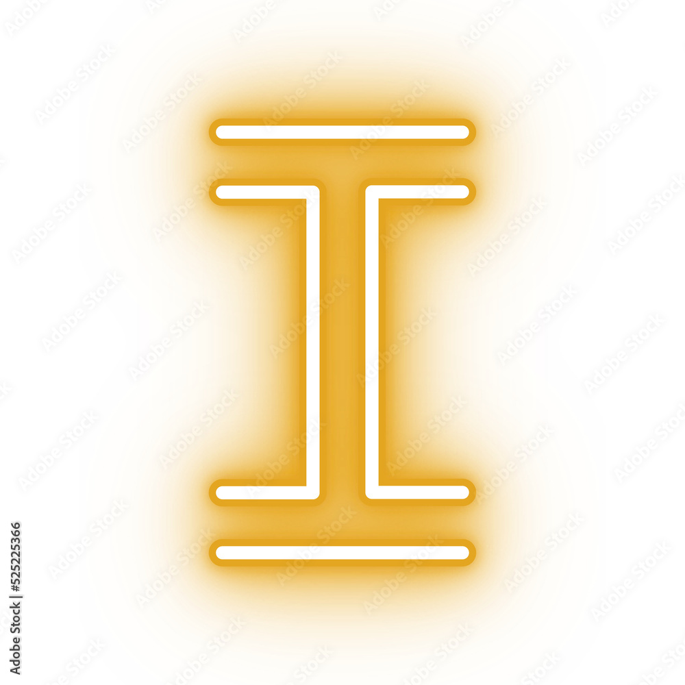 Neon alphabet I icon, glowing icon, glowing alphabet icon, glowing I