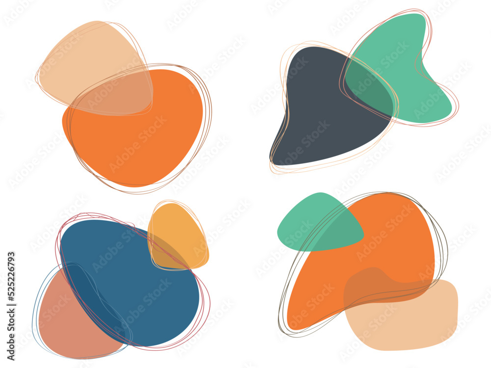 Doodle Blob shapes vector set. Organic abstract simple fluid splodge elemets. Abstract colorful trendy vector illustration. isolated on white background