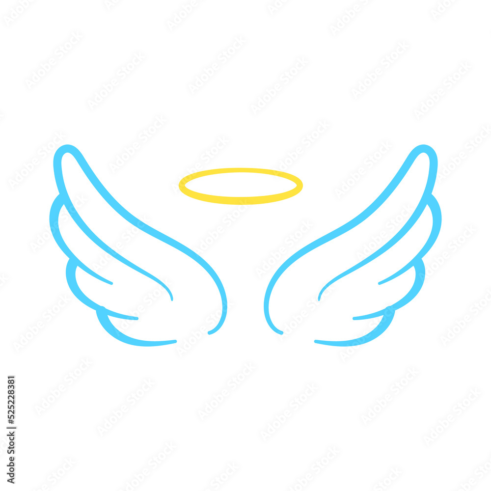 Angel wings design and cute head ring for kids. Isolated on white background Angel wings design and cute head ring for kids. Isolated on white background