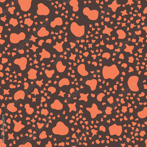 Abstract blob splash orange design template on dark backdrop. Decorative textile seamless pattern template vector illustration background