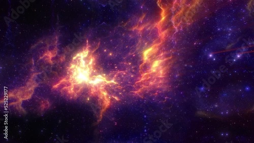 Space traveling in the purple galaxy with nebula