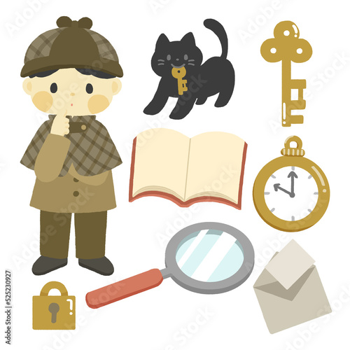 探偵と黒猫と道具のセット