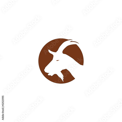 horned goat head logo vector template