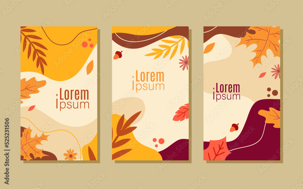 Flat design abstract autumn card template Flat design abstract autumn card template