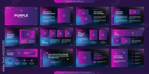 minimalist presentation templates. corporate booklet use in flyer and leaflet, marketing banner, advertising brochure, annual business report, website slider. Black purple color company profile vector