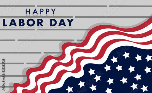 Happy Labor Day holiday banner on US national flag color background