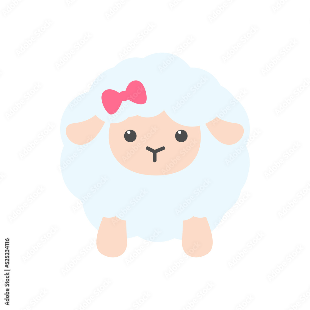 Vector cartoon male and female sheep decorated with bows Cute lambs for skis on baby clothes.