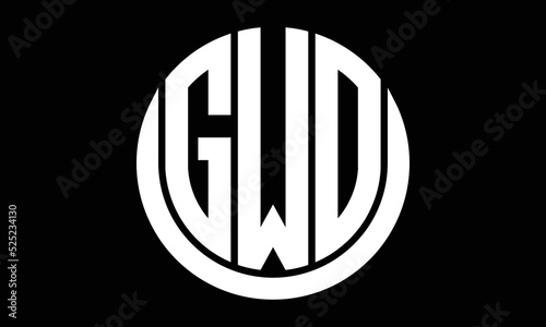 GWO shield in circle logo design vector template. letter mark, wordmark, monogram symbol on white background. photo