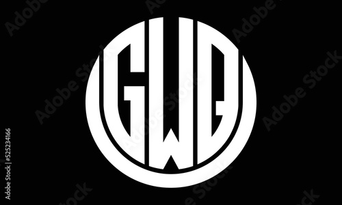 GWQ shield in circle logo design vector template. letter mark, wordmark, monogram symbol on white background. photo