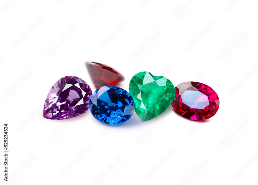 Bright gems isolated on a white background Bright gems isolated on a white background