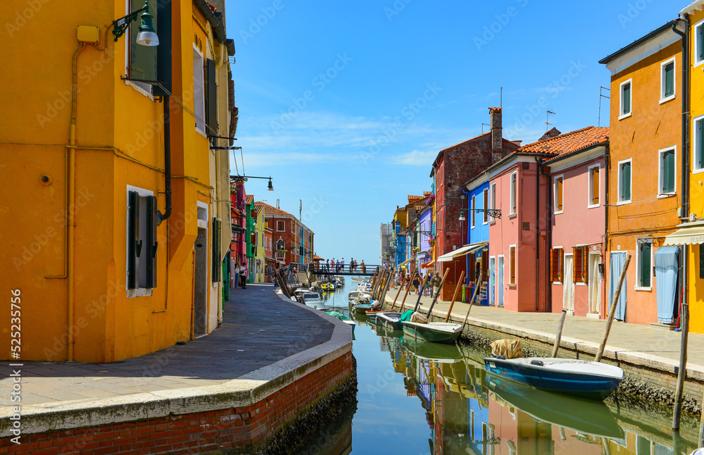 Colorful houses in Burano Island. Famous travel destination, Italy