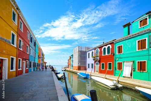 Colorful houses in Burano Island. Venice, Italy © opasstudio