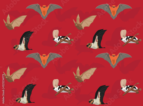 Various Bats Cartoon Seamless Wallpaper Background