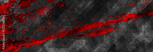Black and red grunge tech geometric abstract background. Vector graphic banner design