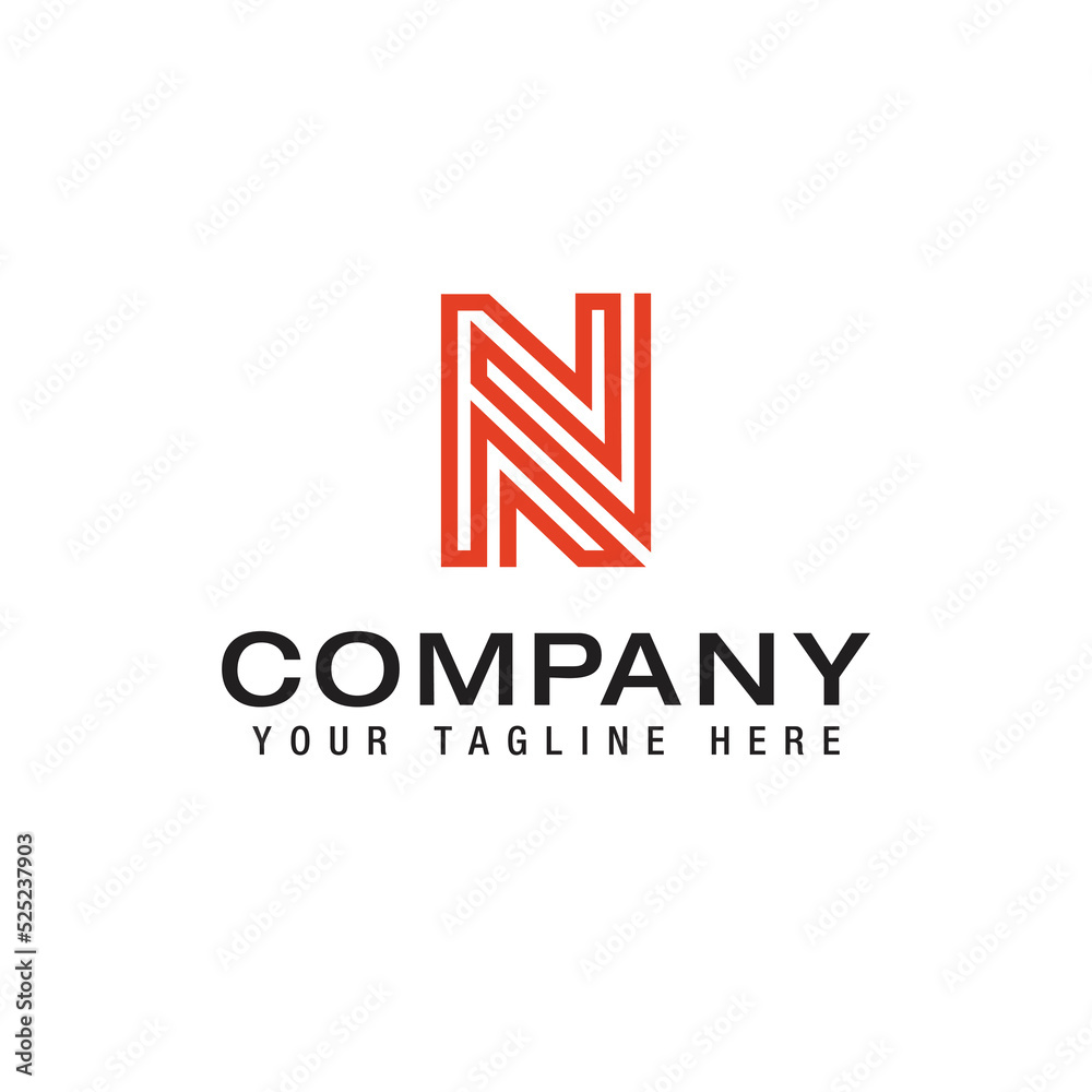 N logo design geometry line symbol flat logo design
