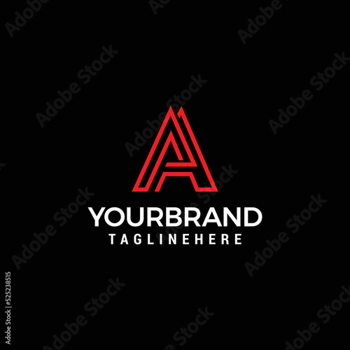 Letter A logo monogram design thin line hipster AA emblem Logo Line Design Template Vector