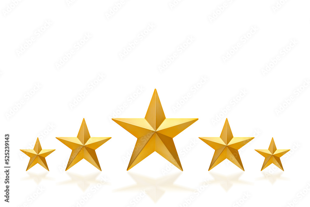 Five gold star isolated on white Five gold star isolated on white