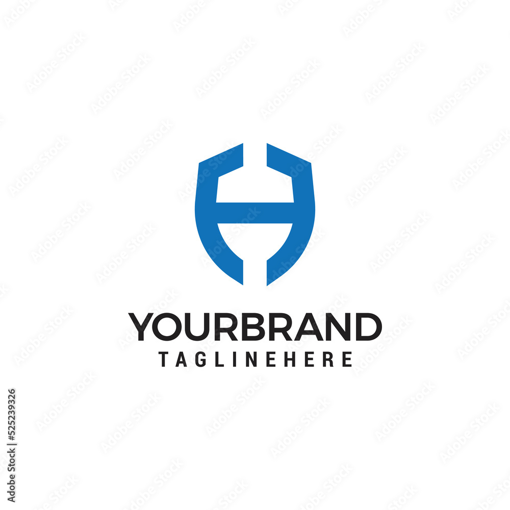 initial Letter H with Shield frame line art element Shield Line geometry for Security logo initial Letter H with Shield frame line art element Shield Line geometry for Security logo